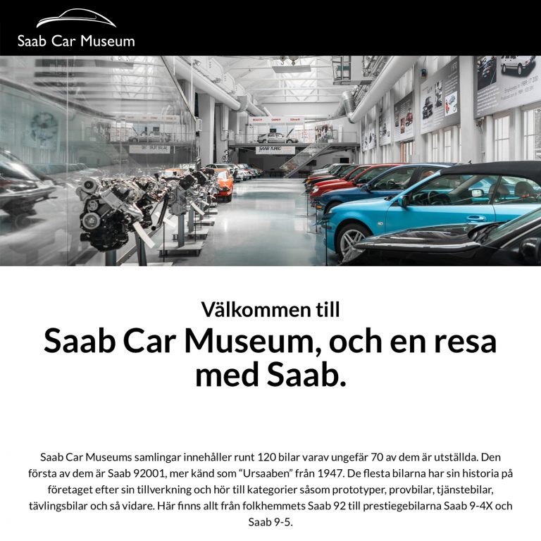 Saab Car Museums webbsida har fått en grafisk och innehållsmässig uppdatering